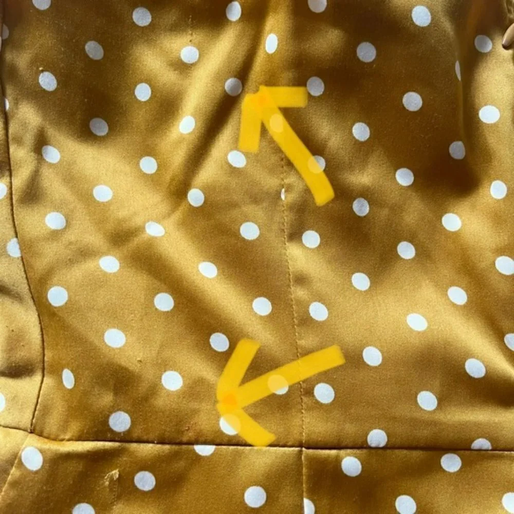 J.O.A. Yellow Polka Dots Satin Asymmetrical Dress US M - Picture 11 of 13